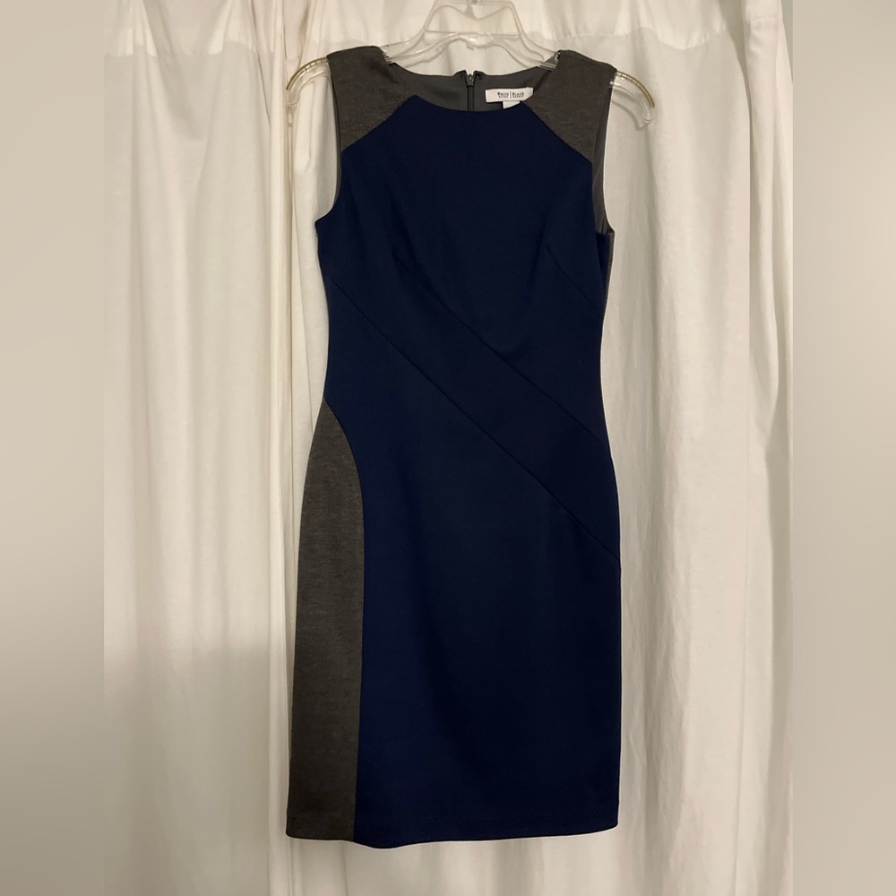 WHBM Navy/Grey Dress
